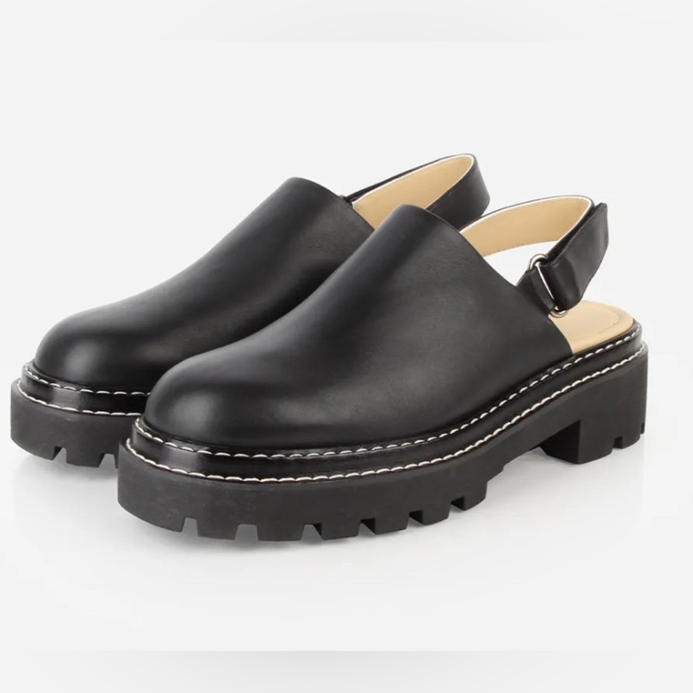Poppy Barley lug sole Mules Grey/Tan